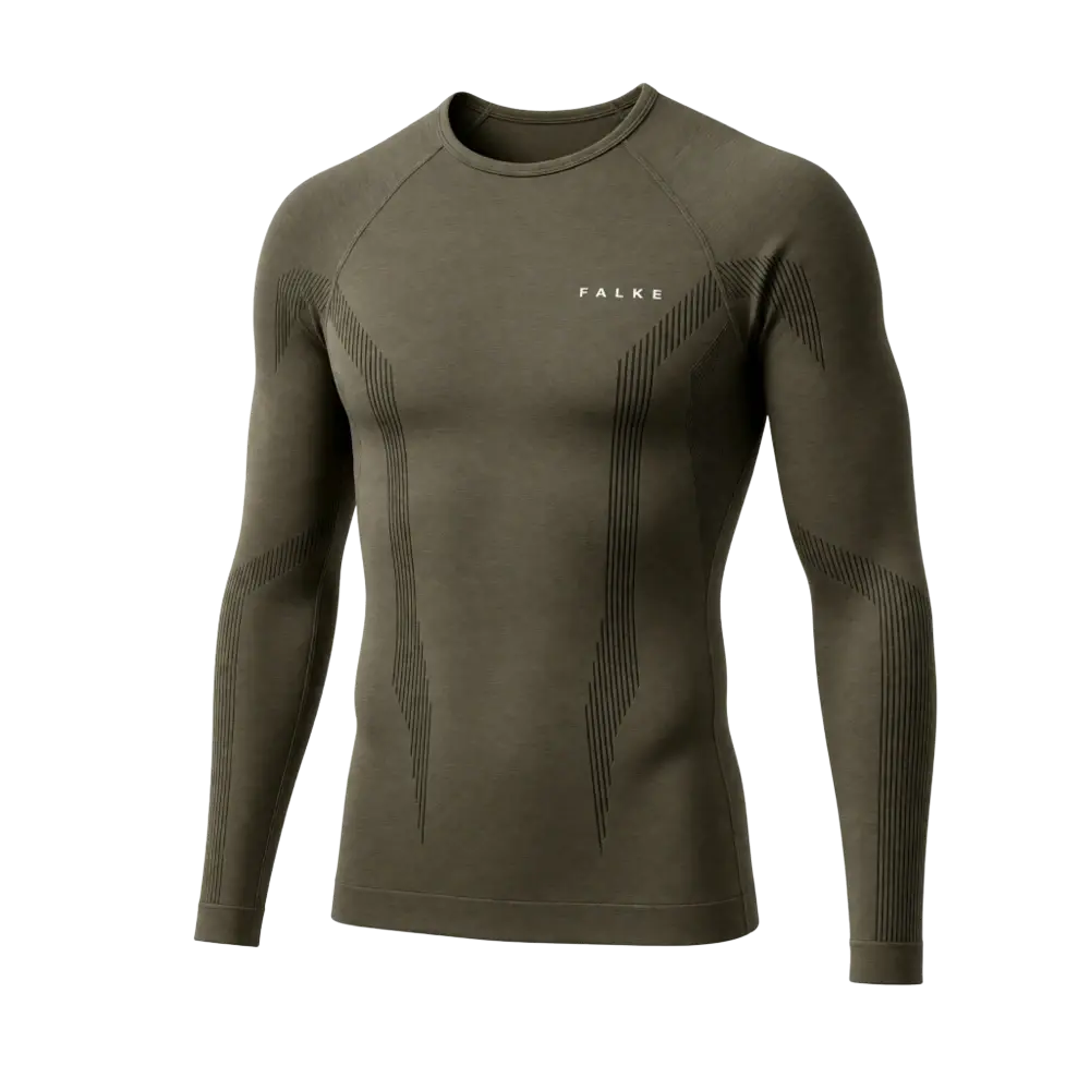 FALKE Wool-Tech Thermoshirt Lange Mouwen Olijfgroen Heren