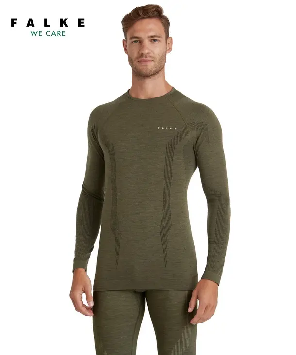 FALKE Wool-Tech Thermoshirt Lange Mouwen Olijfgroen Heren