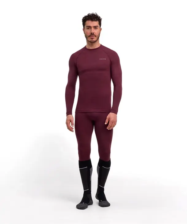 FALKE Wool-Tech Protective Trend Thermoshirt Lange Mouwen Donkerrood Heren