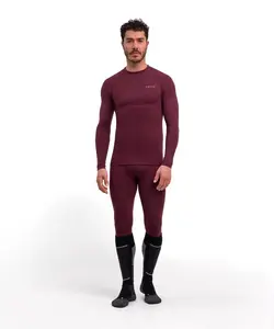Falke Wool-Tech Protective Trend Thermoshirt Lange Mouwen Donkerrood Heren