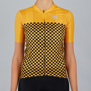 Sportful Checkmate Fietsshirt Korte Mouwen Geel Dames