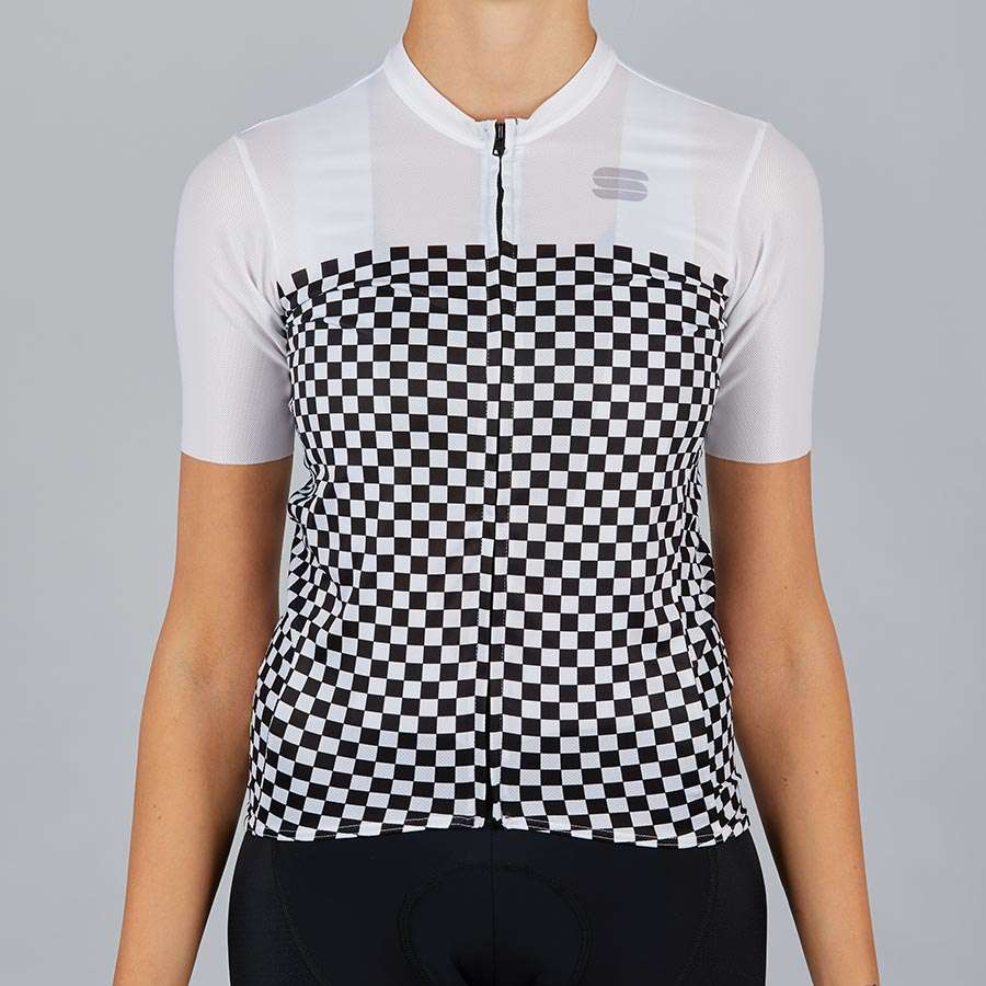 Sportful Checkmate Fietsshirt Korte Mouwen Wit Dames