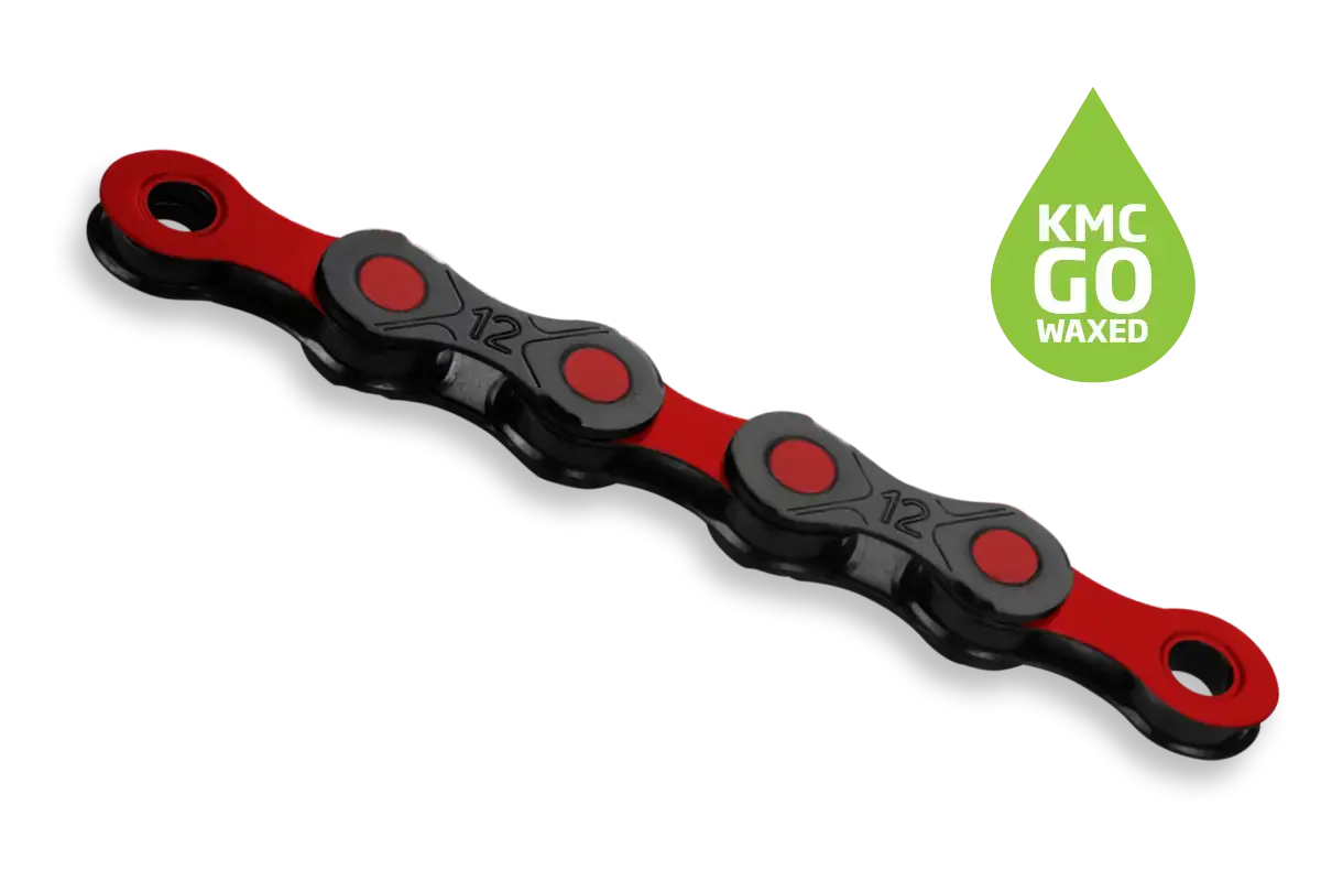 KMC DLC 12 Waxed Fietsketting Zwart/Rood 126 Schakels