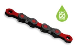 KMC DLC 12 Waxed Fietsketting Zwart/Rood 126 Schakels