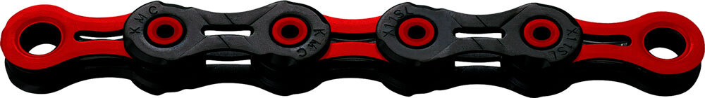 KMC DLC 11 Waxed Fietsketting Zwart/Rood 118 Schakels