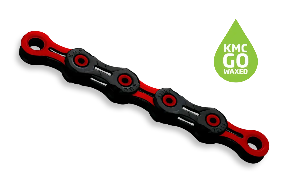 KMC DLC 11 Waxed Fietsketting Zwart/Rood 118 Schakels