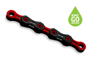 KMC DLC 11 Waxed Fietsketting Zwart/Rood 118 Schakels