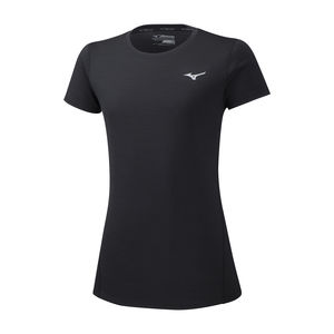 Mizuno Impulse Core Hardloopshirt Korte Mouwen Zwart/Zilver Dames
