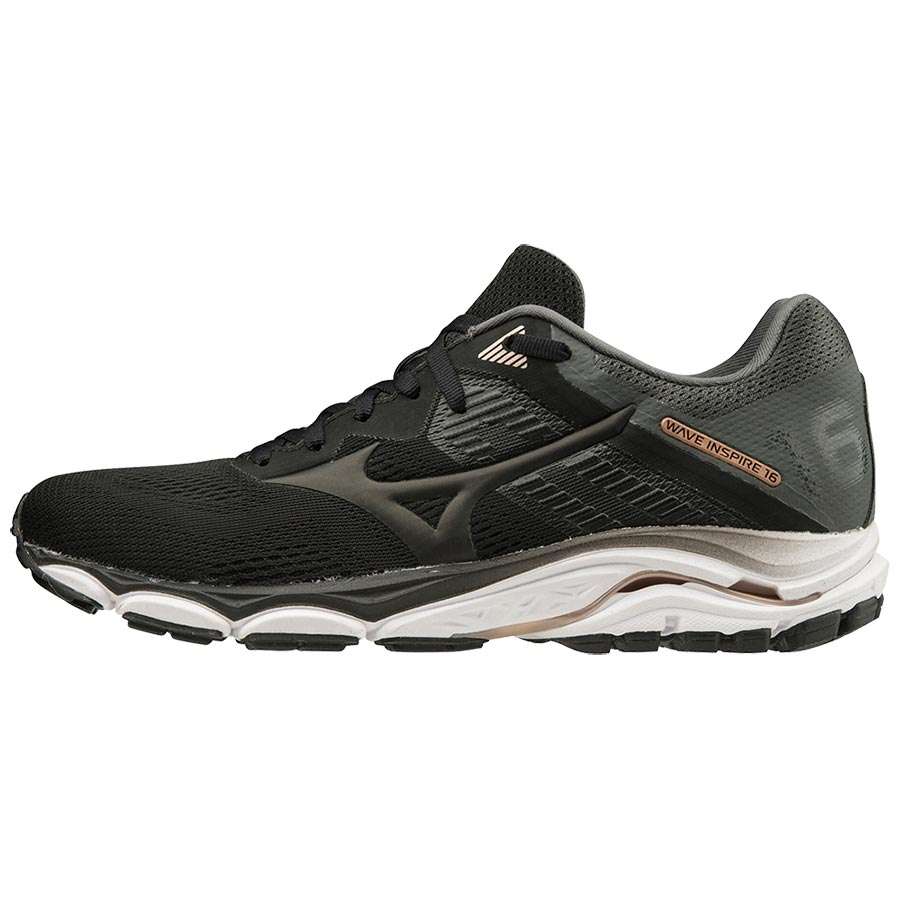 Mizuno Wave Inspire 16 Hardloopschoenen Zwart/Grijs Dames