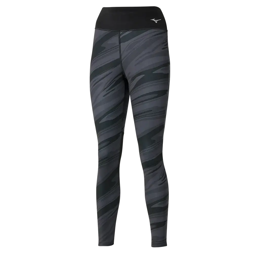 Mizuno 7/8 Printed Hardloopbroek Lang Zwart/Grijs Dames