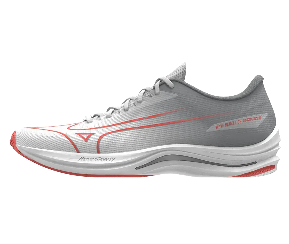 Mizuno Wave Rebellion Sonic 2 Hardloopschoenen Wit/Oranje/Grijs Heren