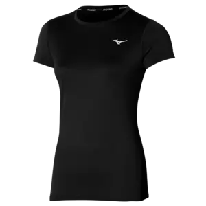 Mizuno Impulse Core Hardloopshirt Korte Mouwen Zwart/Zwart/Zilver Dames