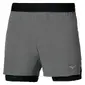 Mizuno Core 5.5 Inch 2IN1 Hardloopbroek Kort Grijs/Zwart Heren