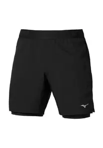 Mizuno Core 7.5 Inch 2IN1 Hardloopbroek Kort Zwart Heren