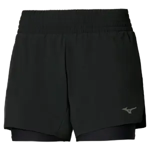 Mizuno Active 2IN1 4.5 Inch Hardloopbroek Kort Zwart Dames