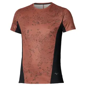 Mizuno DryAeroFlow Graphic Hardloopshirt Korte Mouwen Bruin Heren