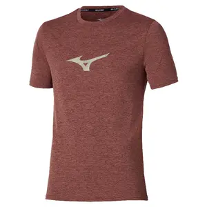 Mizuno Core Runbird Hardloopshirt Korte Mouwen Bruin Heren