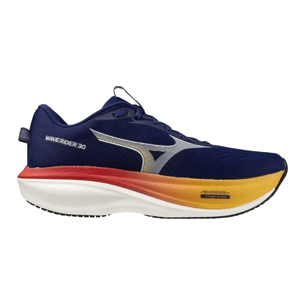 MIZUNO Wave Rider 30 Hardloopschoenen Donkerblauw/Wit/Goud Heren