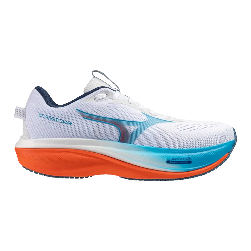 MIZUNO Wave Rider 30 Hardloopschoenen Wit/Blauw/Oranje Heren