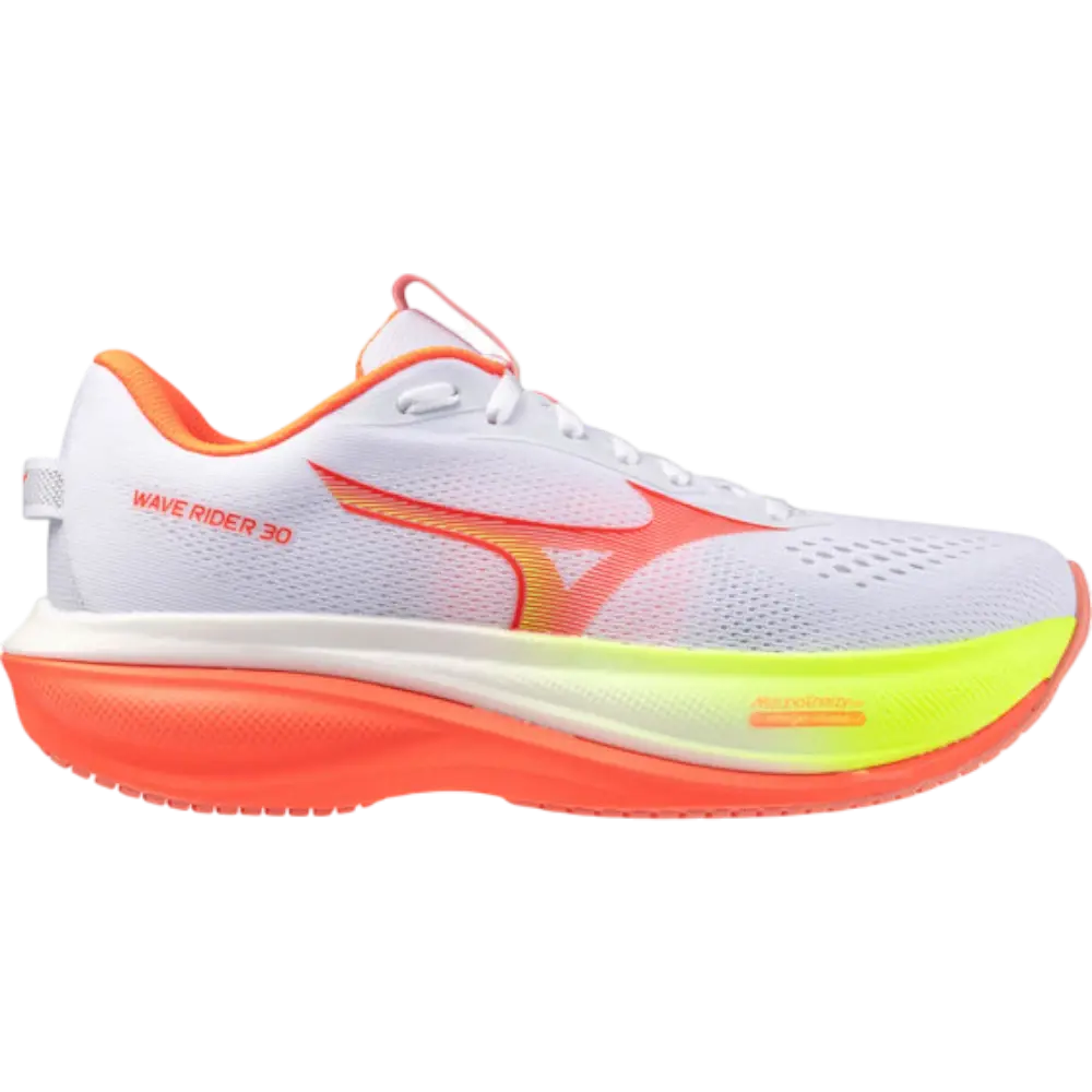 MIZUNO Wave Rider 30 Hardloopschoenen Wit/Oranje/Geel Dames
