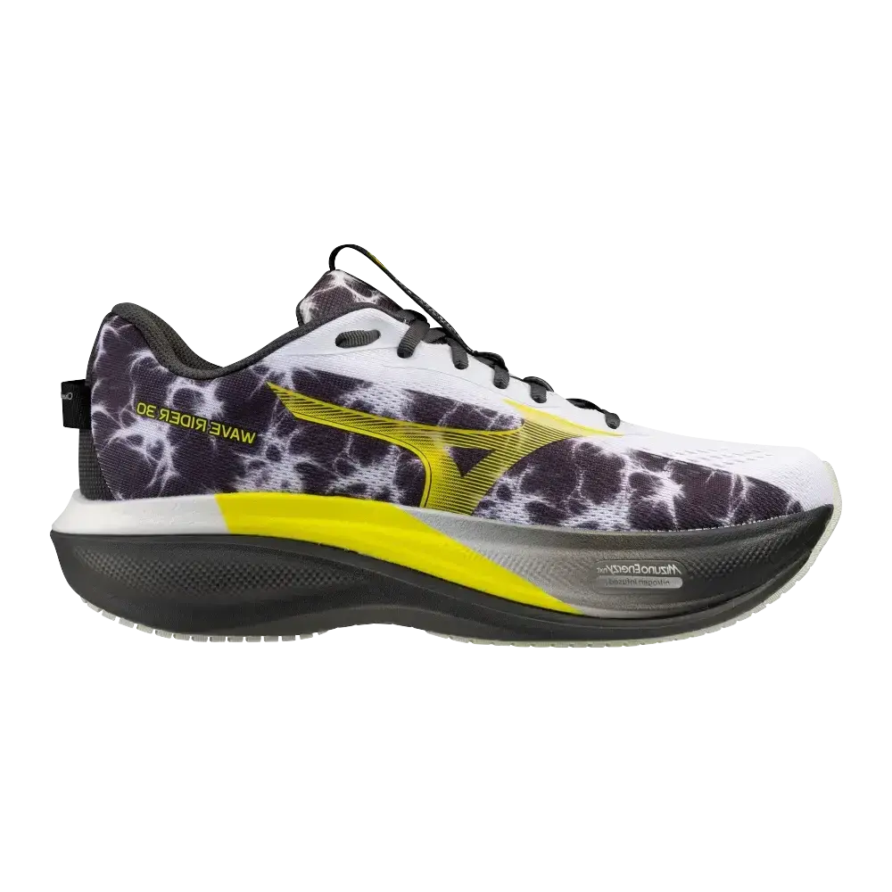 MIZUNO Wave Rider 30 Amsterdam Hardloopschoenen Zwart/Wit/Geel Heren