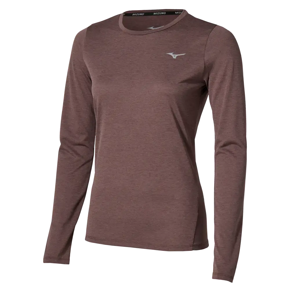 MIZUNO Core Impulse Hardloopshirt Lange Mouwen Donkerrood Dames