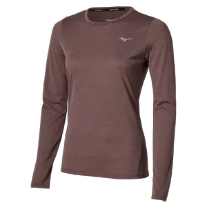 Mizuno Core Impulse Hardloopshirt Lange Mouwen Donkerrood Dames