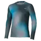 MIZUNO Core Graphic Hardloopshirt Lange Mouwen Grijs/Blauw Heren — afbeelding 1