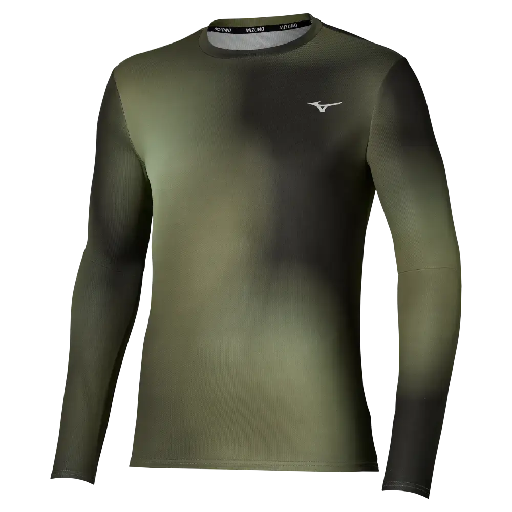 MIZUNO Core Graphic Hardloopshirt Lange Mouwen Olijfgroen/Donkerblauw Heren
