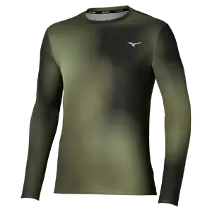 Mizuno Core Graphic Hardloopshirt Lange Mouwen Olijfgroen/Donkerblauw Heren