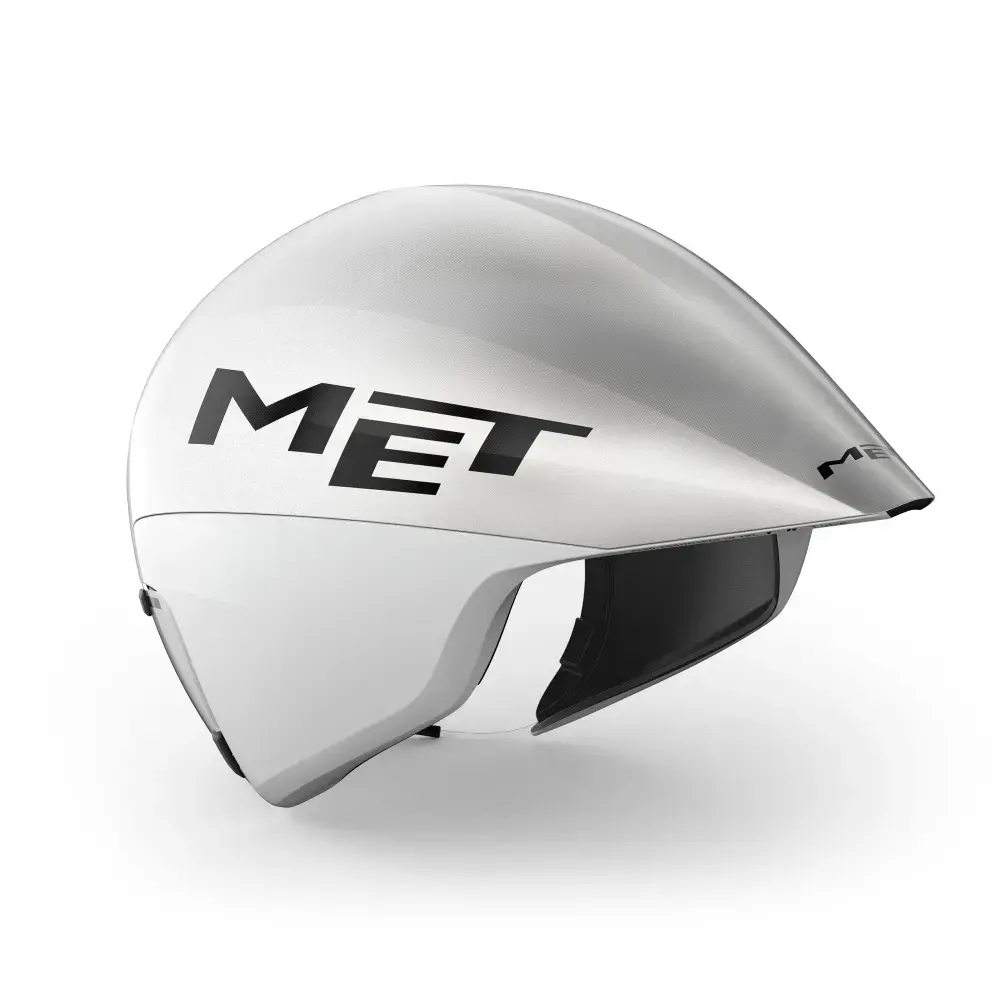 MET Drone Wide Body II Tijdrithelm Metallic Glossy Wit