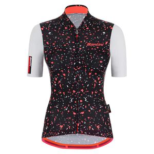 Santini Delta Pietra Fietsshirt Korte Mouwen Zwart/Roze/Wit Dames
