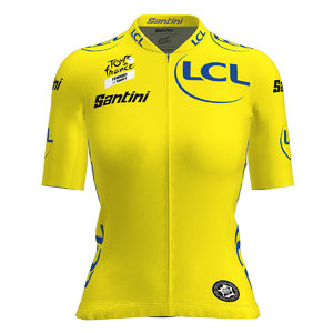 Santini Tour De France Femme Overall Leader Fietsshirt Korte Mouwen Geel Dames