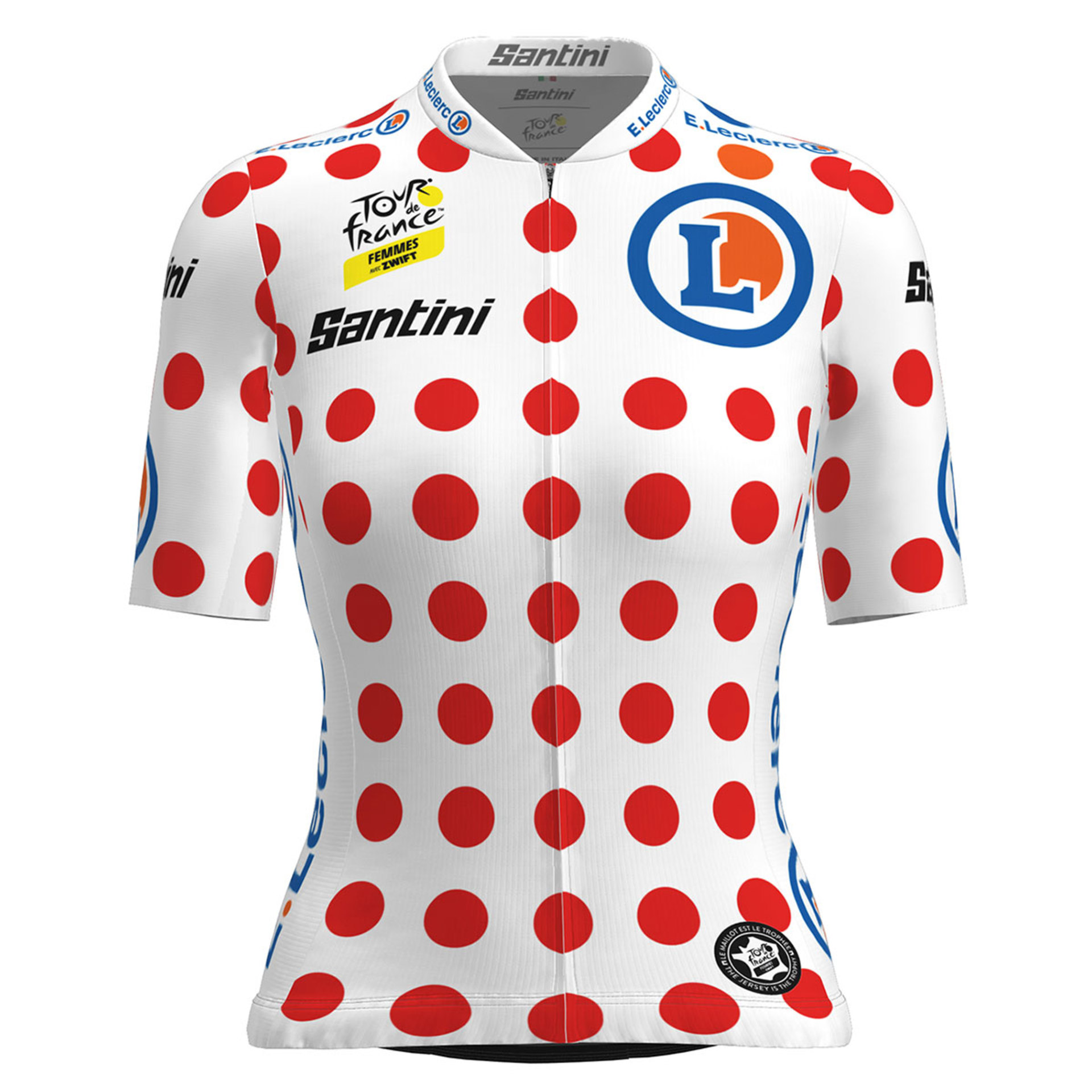Santini Tour De France Femme GPM Leader Fietsshirt Korte Mouwen Bollen Dames