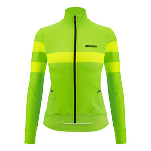 Santini Coral Bengal Thermal Fietsshirt Lange Mouwen Fluo Groen Dames