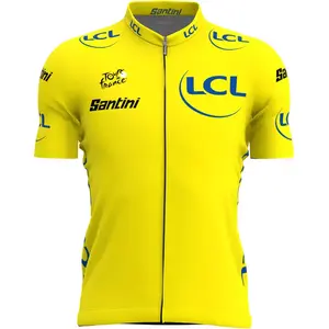 Santini Overall Leader Tour de France Fietsshirt Korte Mouwen Geel Heren