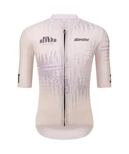 Santini REVERB Cycling Gravel Fietsshirt Korte Mouwen Beige/Paars Heren