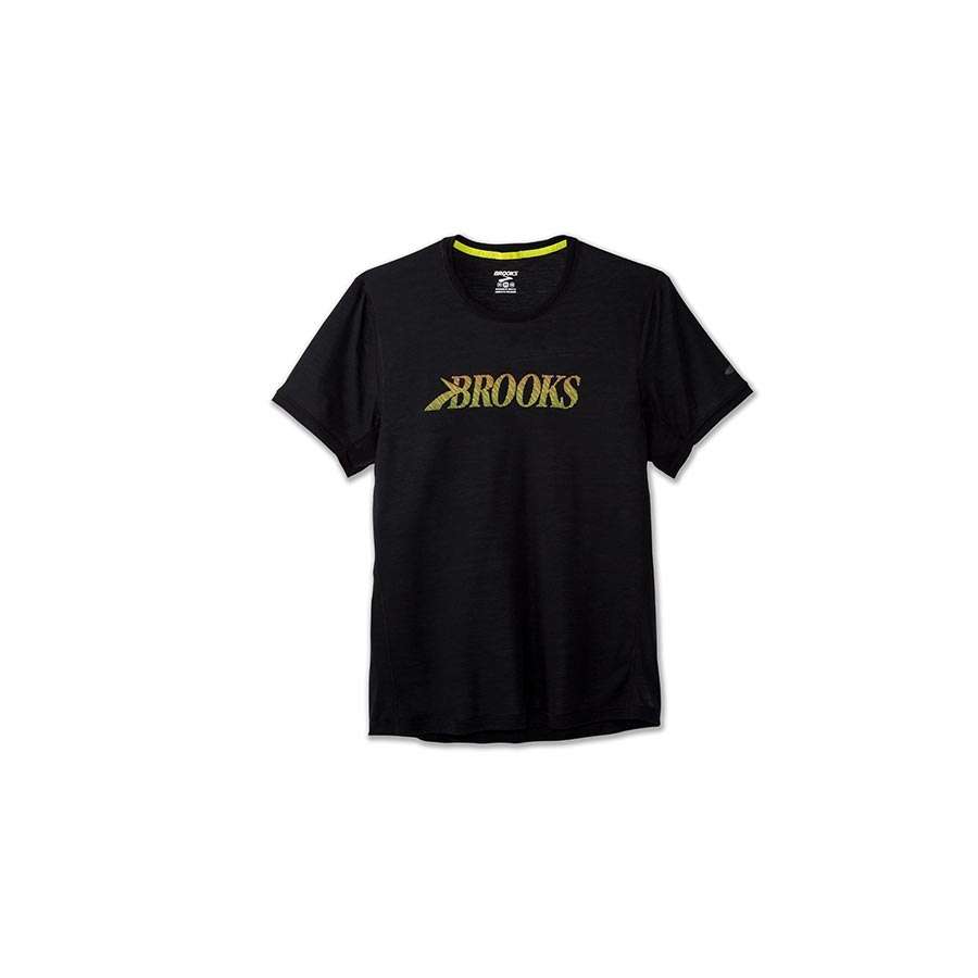 Brooks Distance Graphic Hardloopshirt Korte Mouwen Zwart Heren