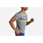 Brooks Distance Graphic Hardloopshirt Korte Mouwen Grijs/Blauw/Geel Heren
