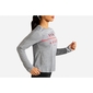 Brooks Distance Graphic Hardloopshirt Lange Mouwen Grijs Dames