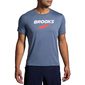 Brooks Distance Graphic Hardloopshirt Korte Mouwen Grijs Heren