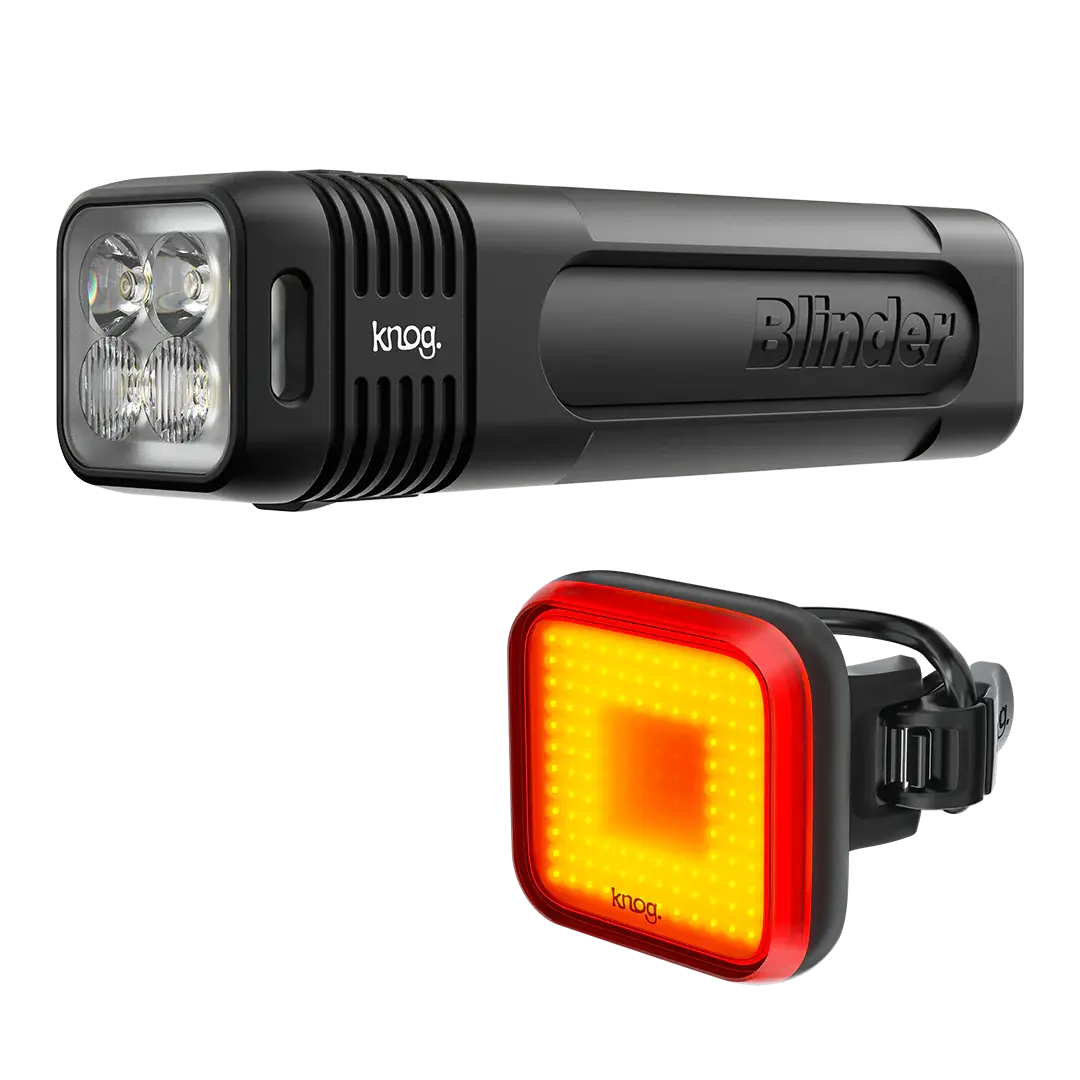 Knog Blinder Pro 600 + BlinderSquare Rear Twinpack Verlichtingsset Zwart