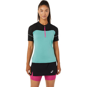 ASICS Fujitrail Hardloopshirt Korte Mouwen Blauw/Zwart Dames