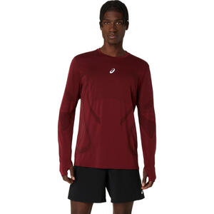 ASICS Road Seamless Hardloopshirt Lange Mouwen Donkerrood Heren