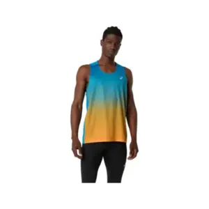 ASICS Road Fade Hardloop Singlet Blauw/Oranje Heren