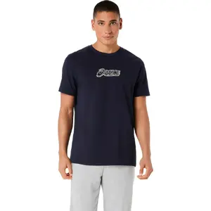 ASICS Logo Graphic Hardloopshirt Korte Mouwen Donkerblauw Heren