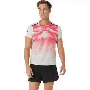 ASICS Fujitrail Elite Graphic Hardloopshirt Korte Mouwen Roze/Wit Heren