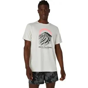 ASICS Fujitrail Logo Hardloopshirt Korte Mouwen Beige Heren