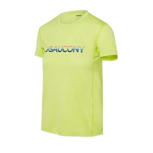 Saucony Stopwatch Graphic Hardloopshirt Korte Mouwen Lime Groen Dames