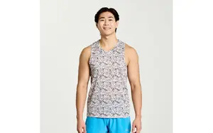 Saucony Stopwatch Graphic Hardloop Singlet Grijs/Zwart Camo Heren